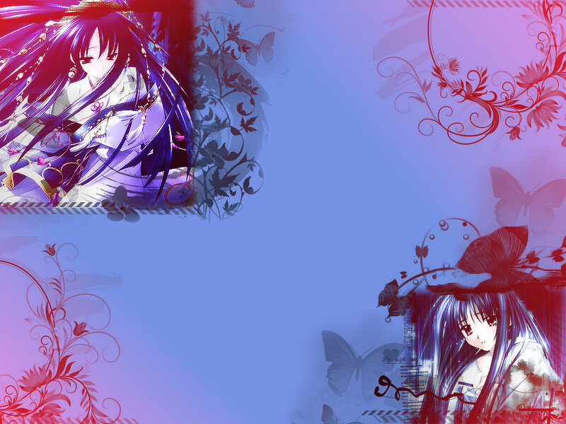 Anime girls with butterflies