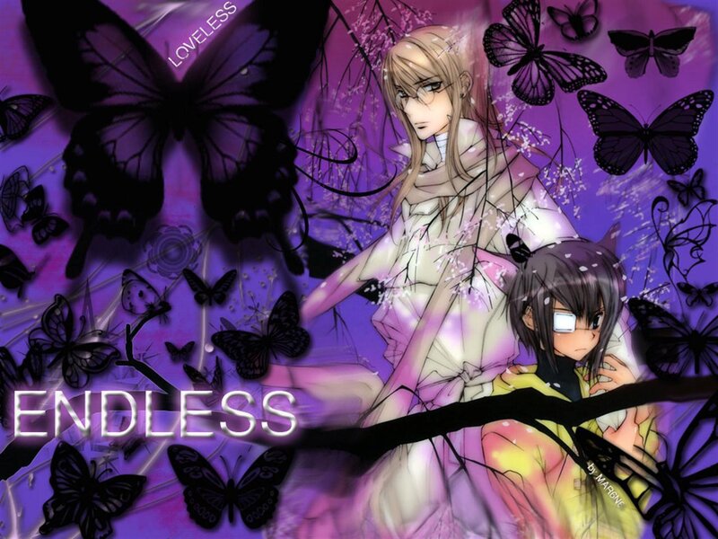 Anime girls with butterflies