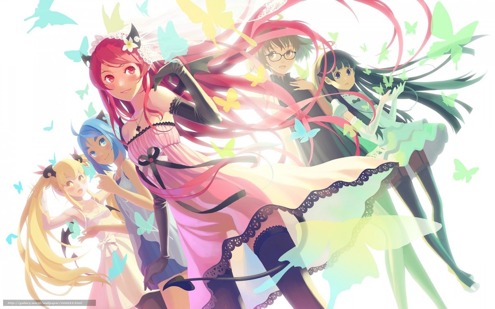 Anime girls with butterflies