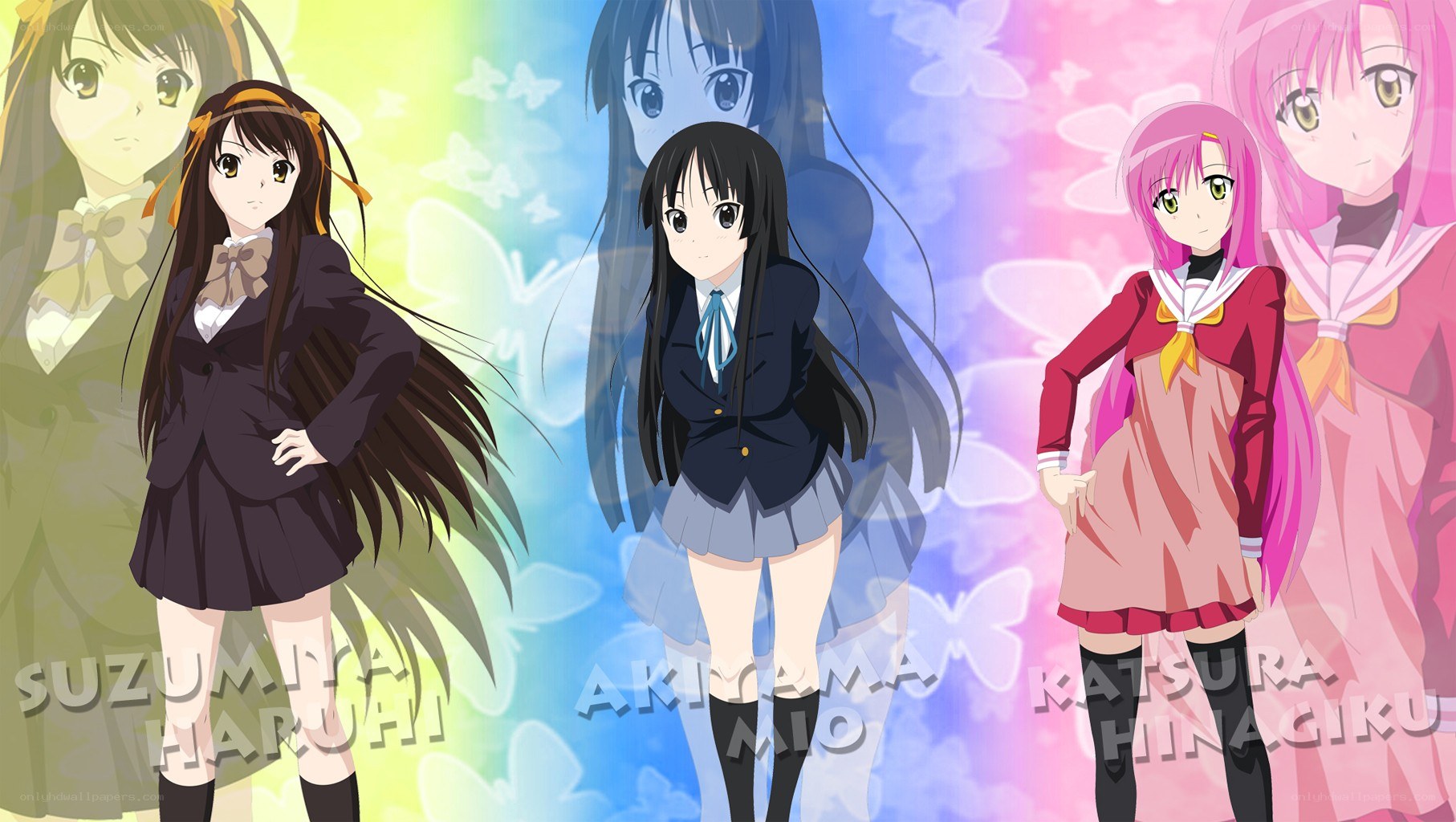 Anime girls with butterfly background