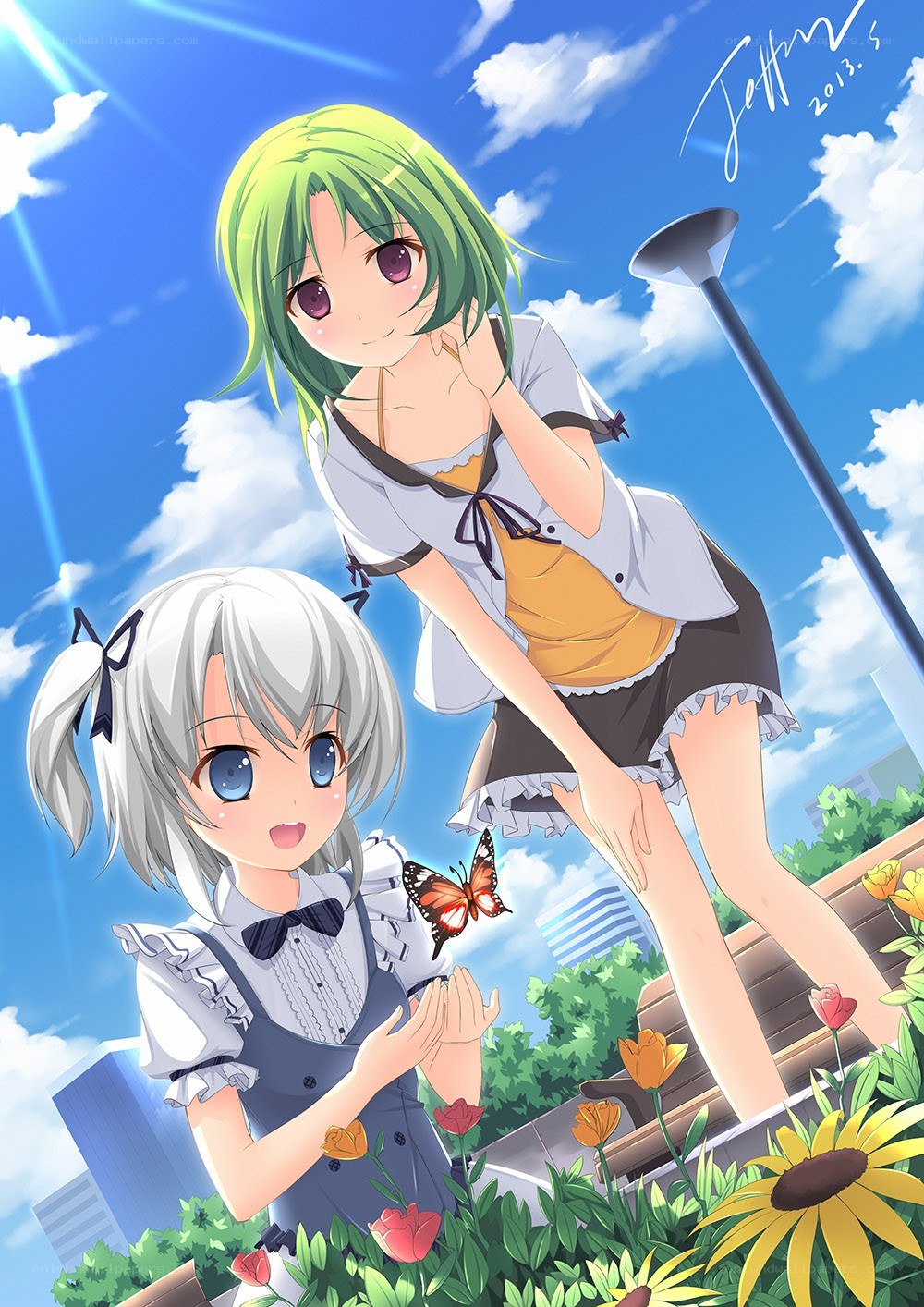 Anime girls with butterfly