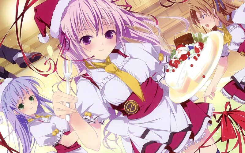 Anime Girls with Cake — Purple