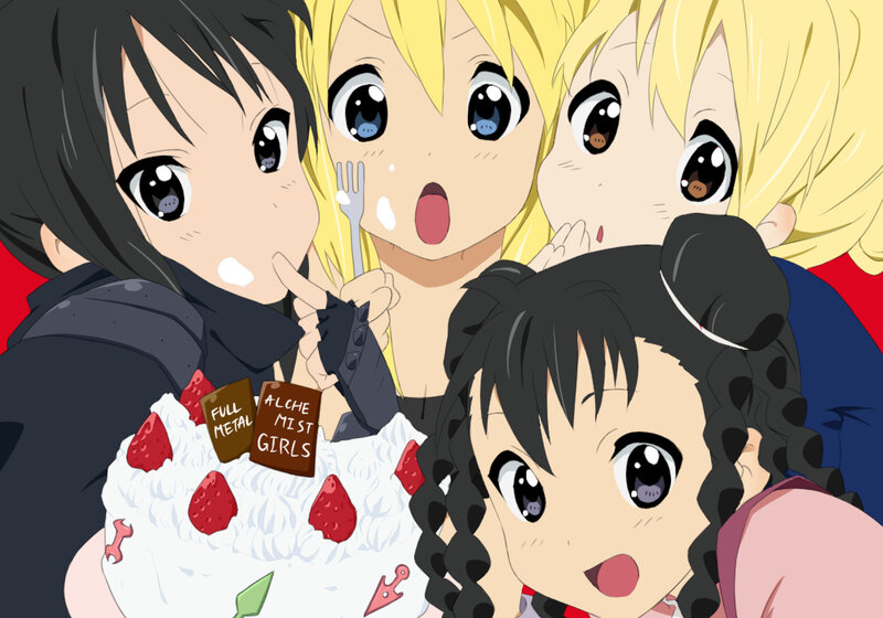 Anime Girls with Cake — Yellow