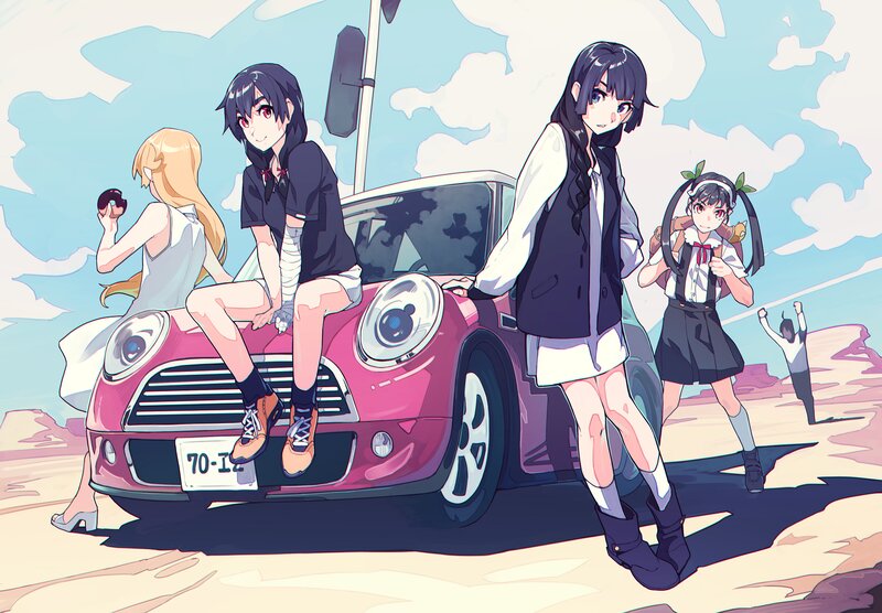 Anime Girls with Car — Pink