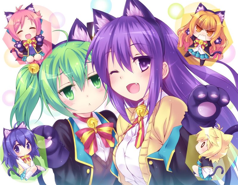 Anime Girls with Cat Ears — Purple