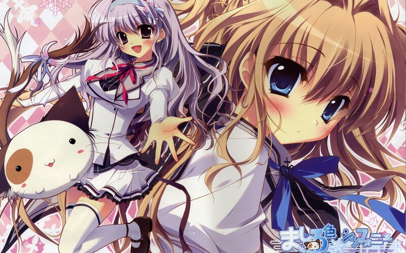 Anime girls with cat plushie
