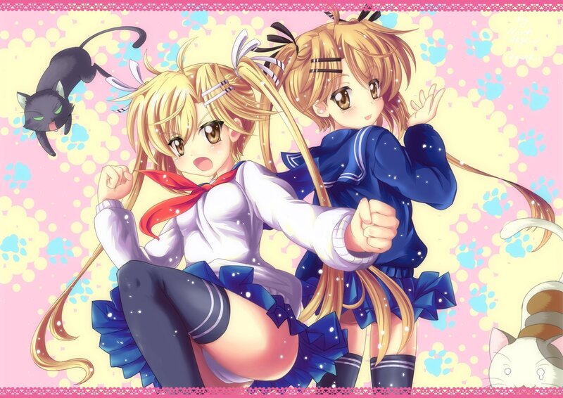 anime girls with cats