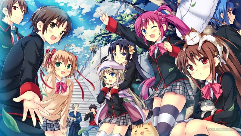 Anime Girls with Cats — Blue