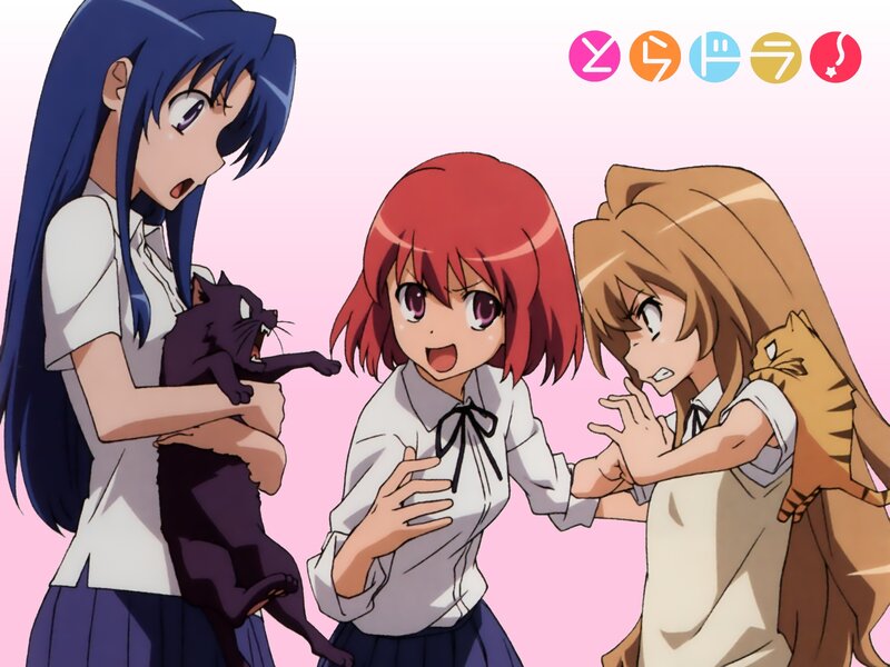 Anime girls with cats