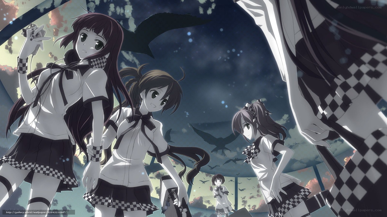 anime girls with checkered skirts