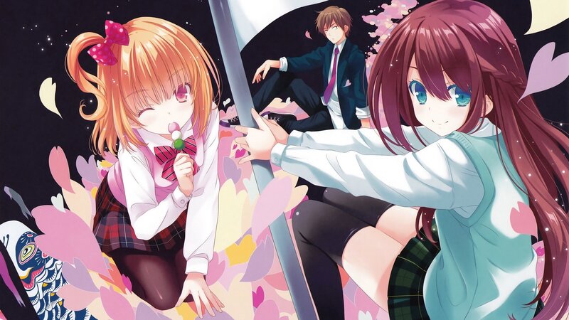 Anime girls with cherry blossoms