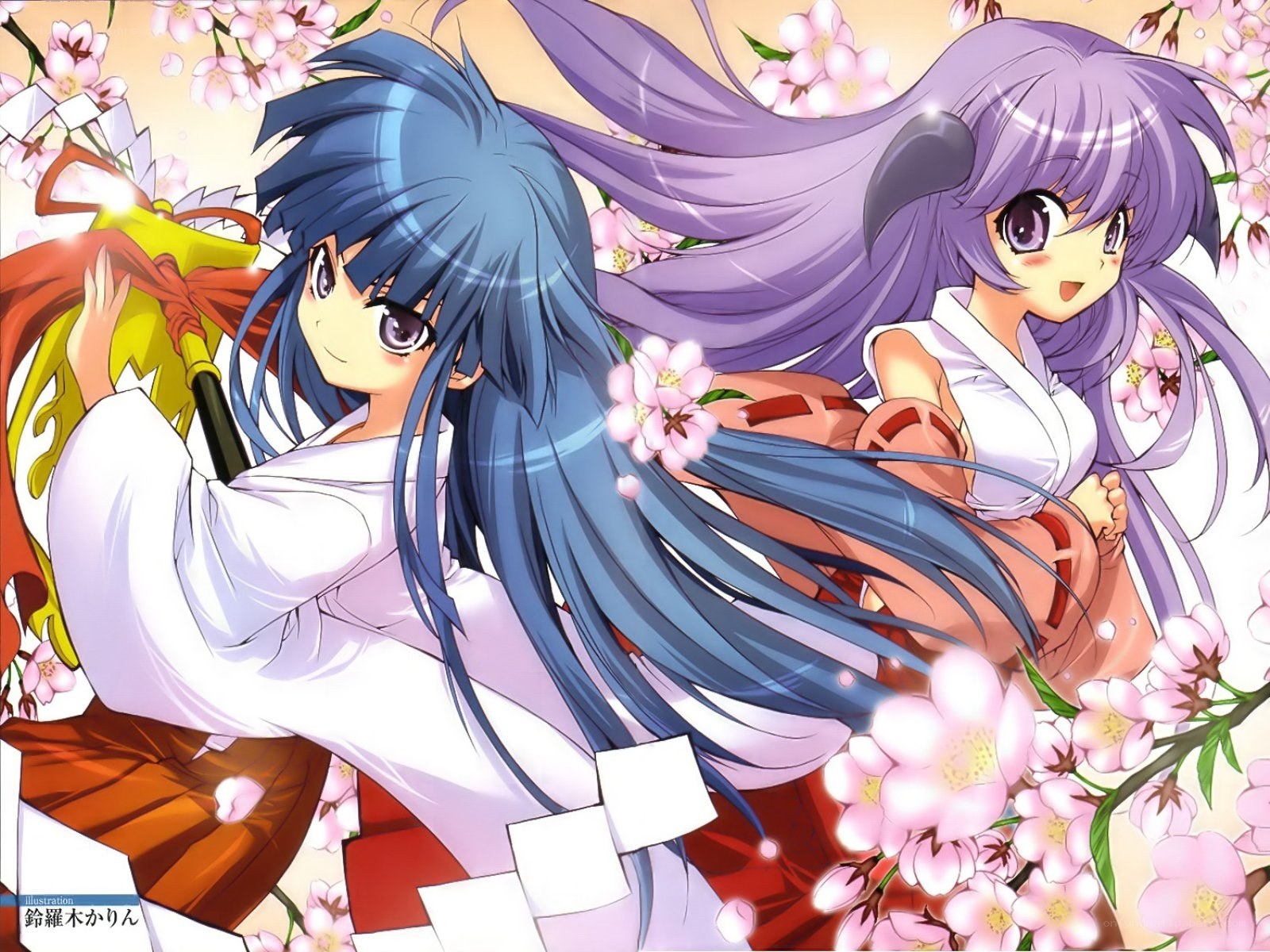 anime girls with cherry blossoms