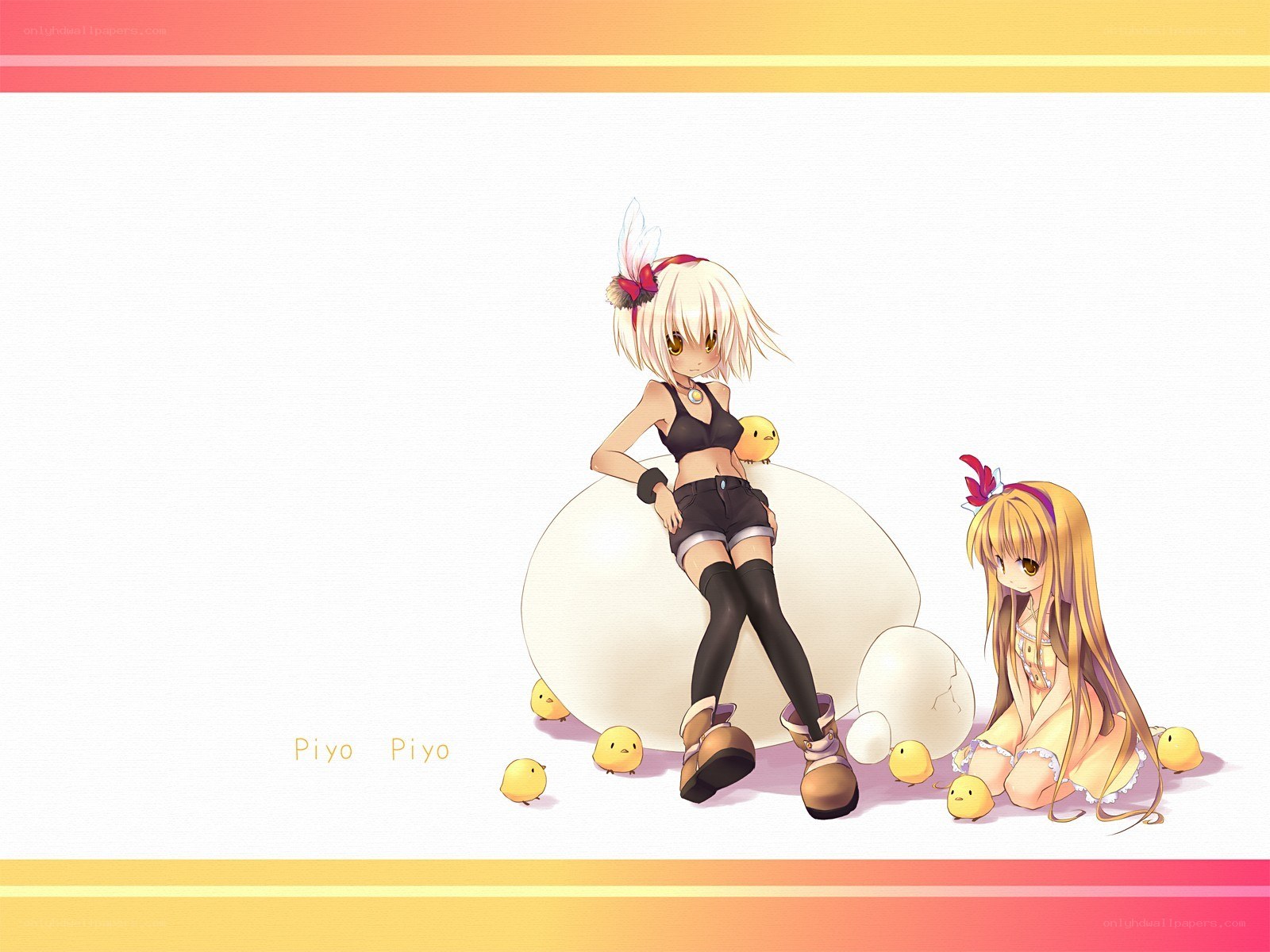 Anime girls with chicks