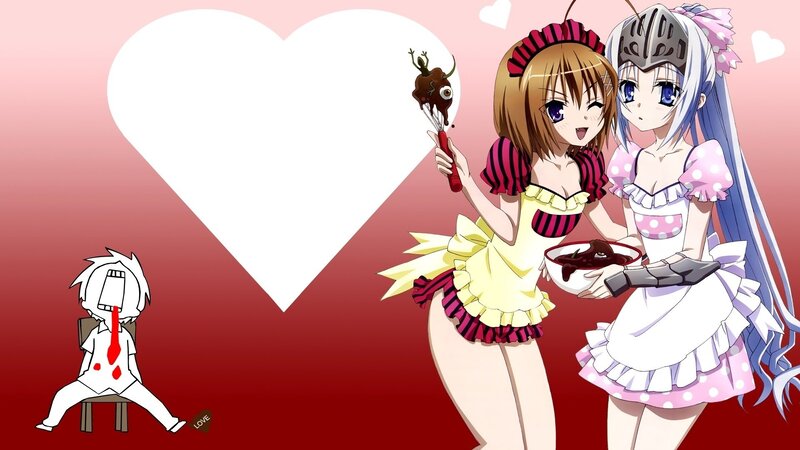 Anime girls with chocolate dessert