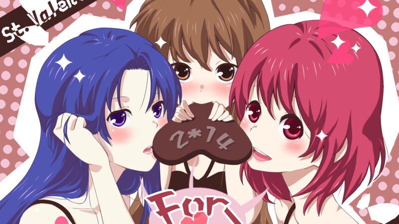 Anime girls with chocolate