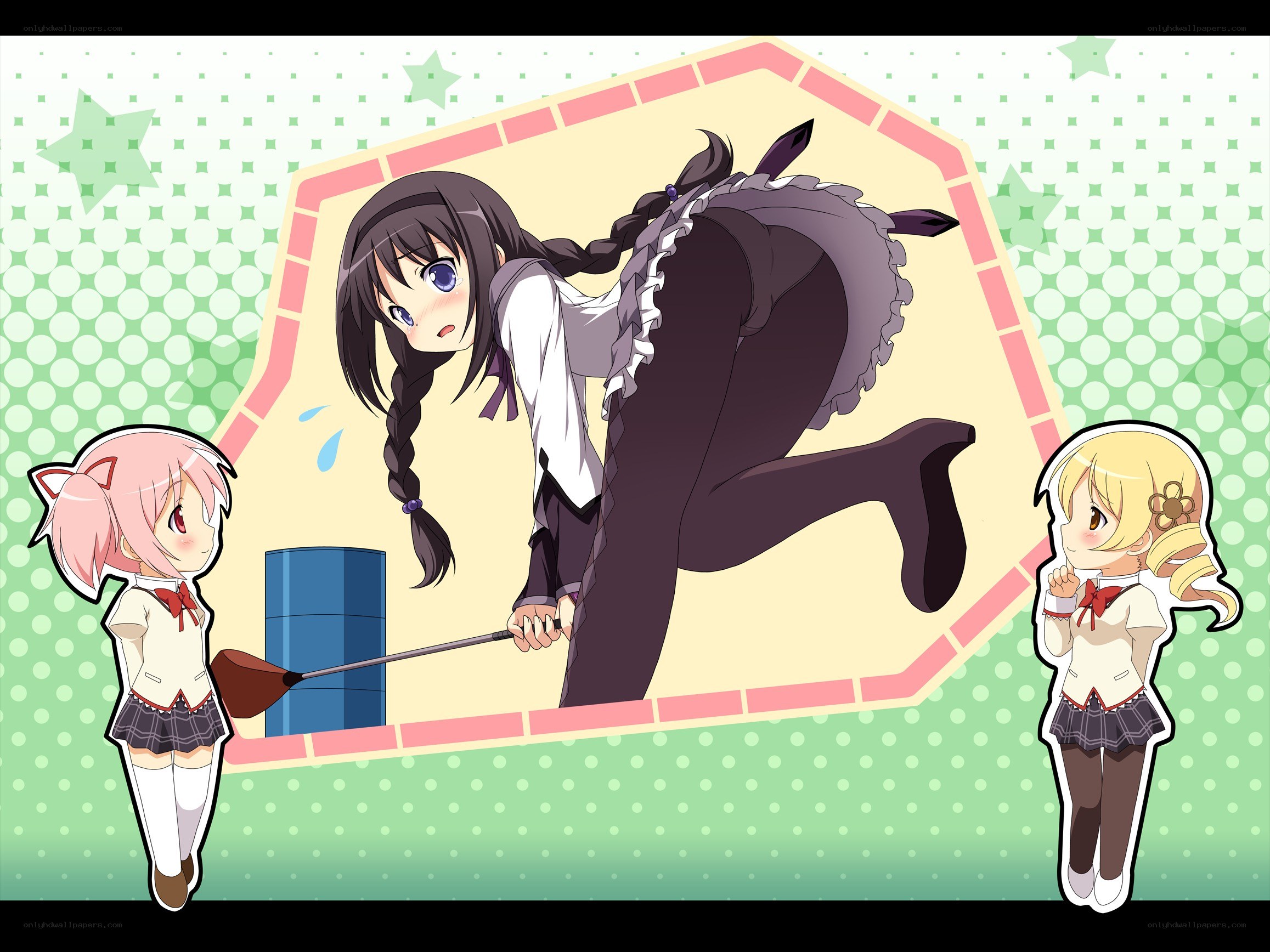 Anime girls with cleaning tools