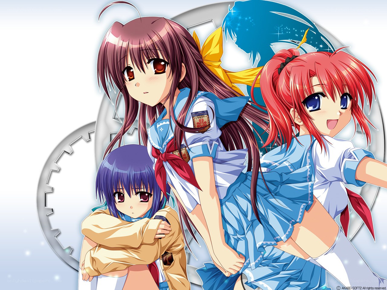Anime girls with clock background