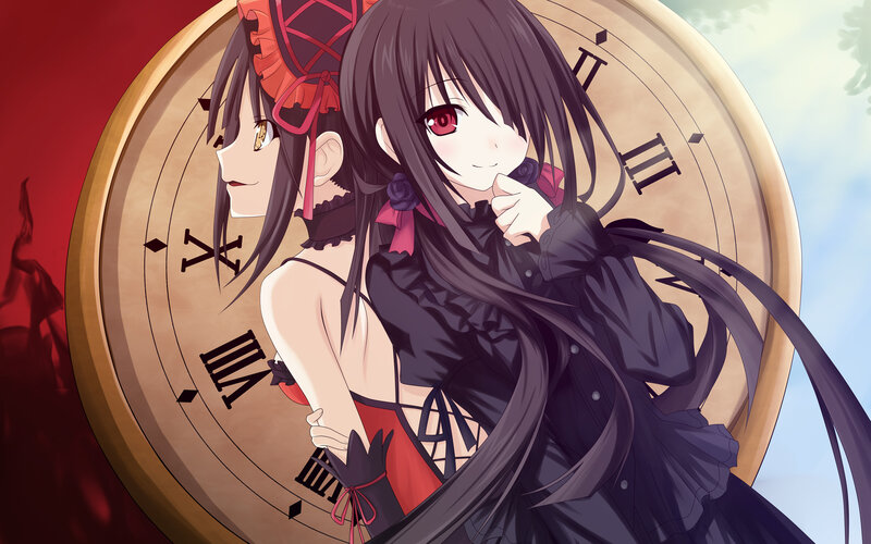 anime girls with clock background