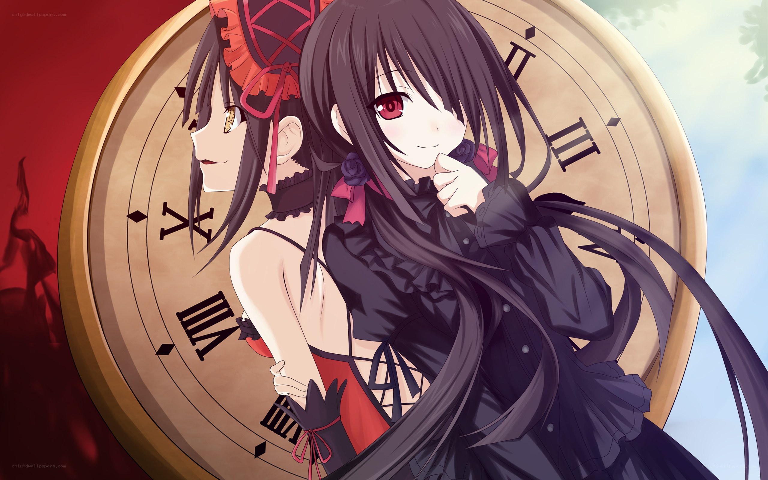anime girls with clock background