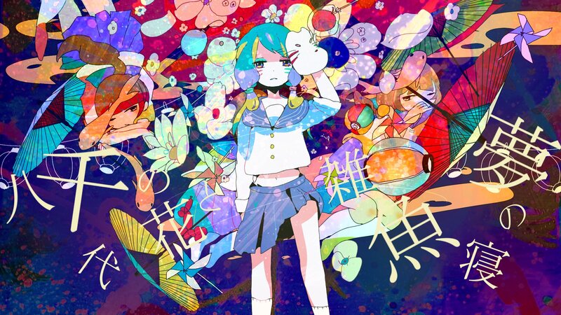 Anime girls with colorful background