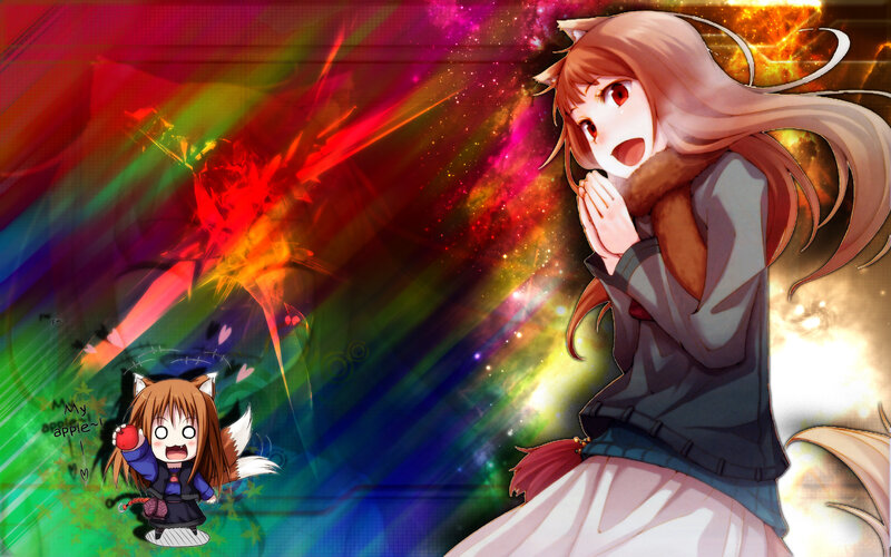 Anime girls with colorful background