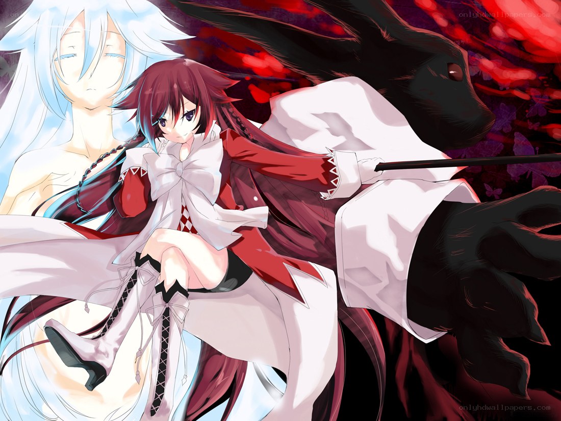 anime girls with dark creature