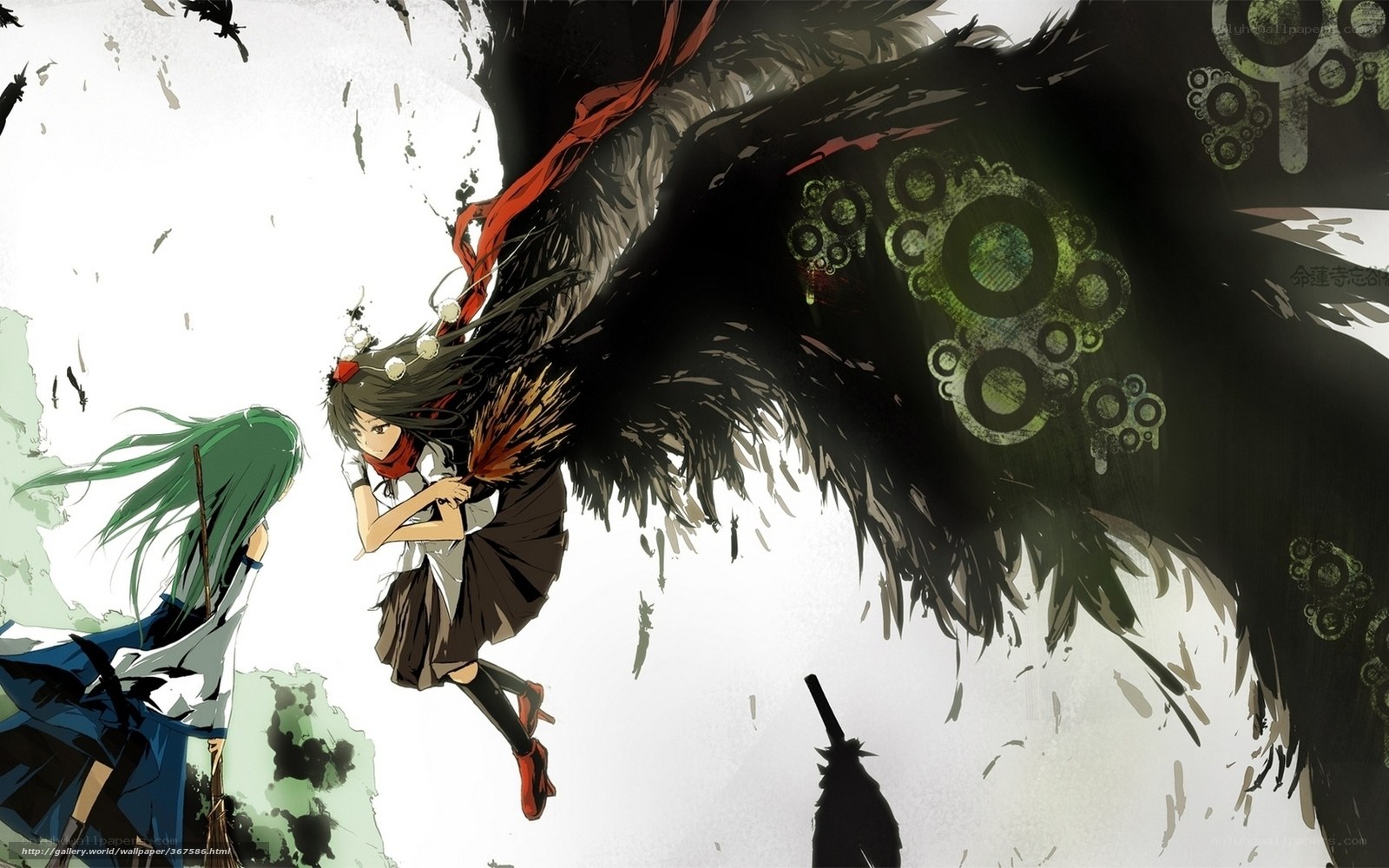 anime girls with dark creature