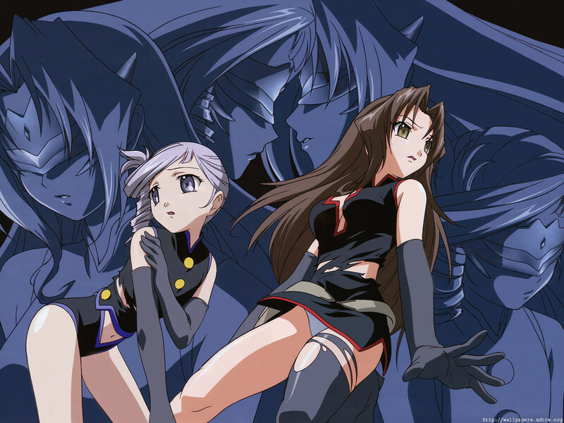 anime girls with dark figures