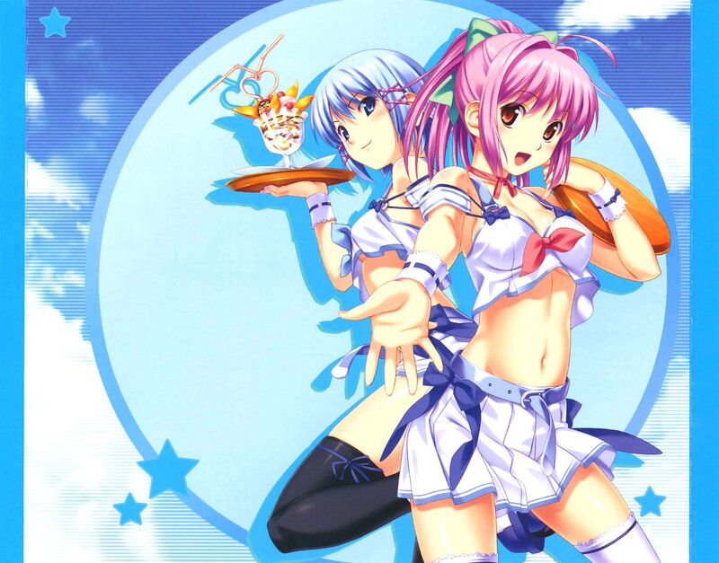anime girls with dessert
