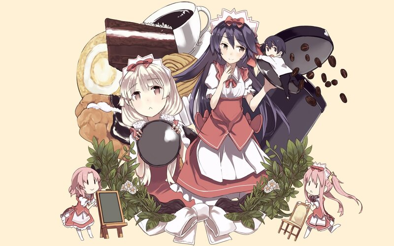 anime girls with desserts
