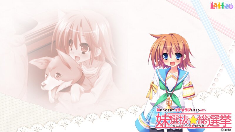 Anime girls with dog and school uniform