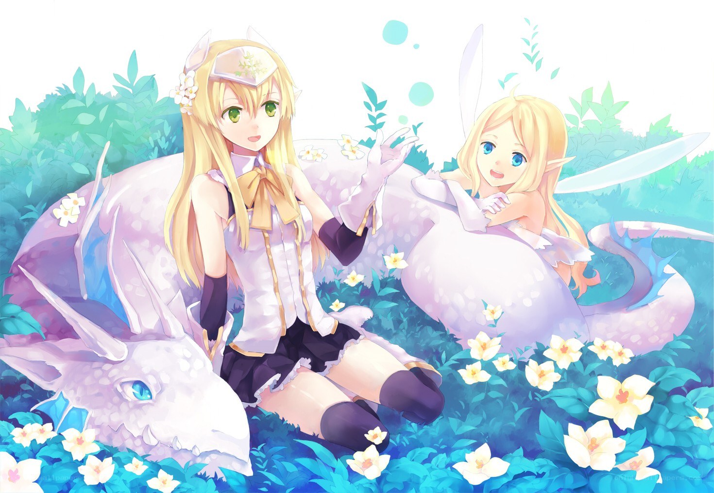 anime girls with dragon