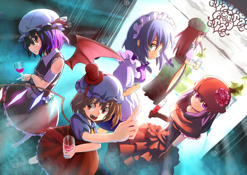 anime girls with drinks