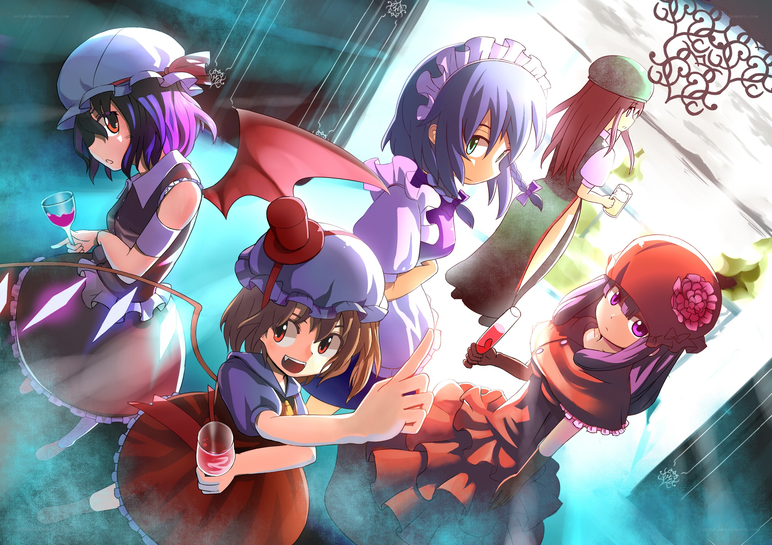 anime girls with drinks
