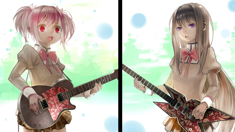 anime girls with electric guitars