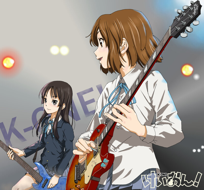 Anime girls with electric guitars