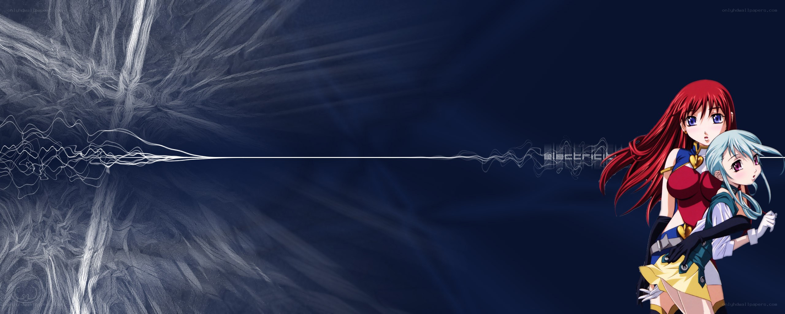 Anime girls with energy wave