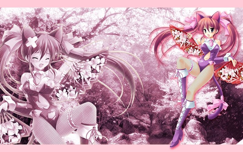 anime girls with fans