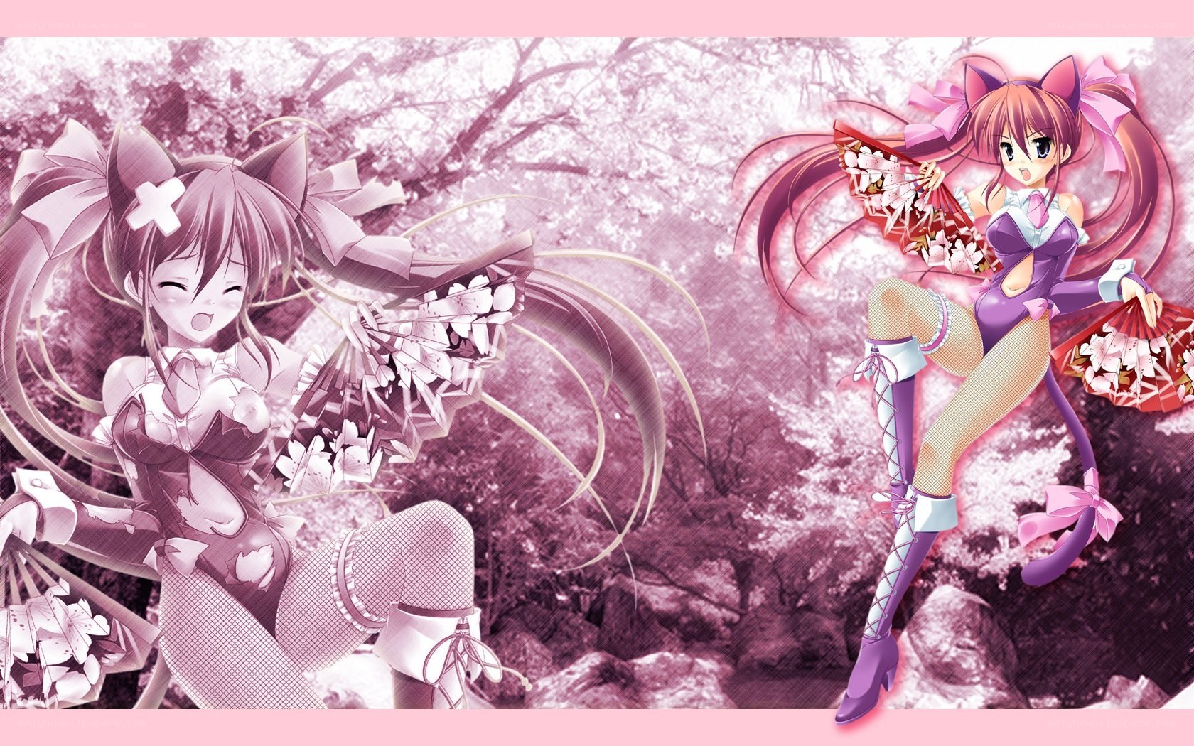anime girls with fans