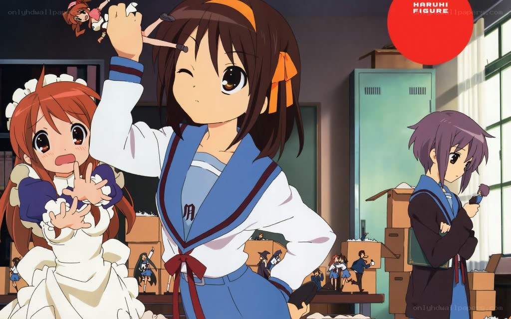 Anime girls with figurines