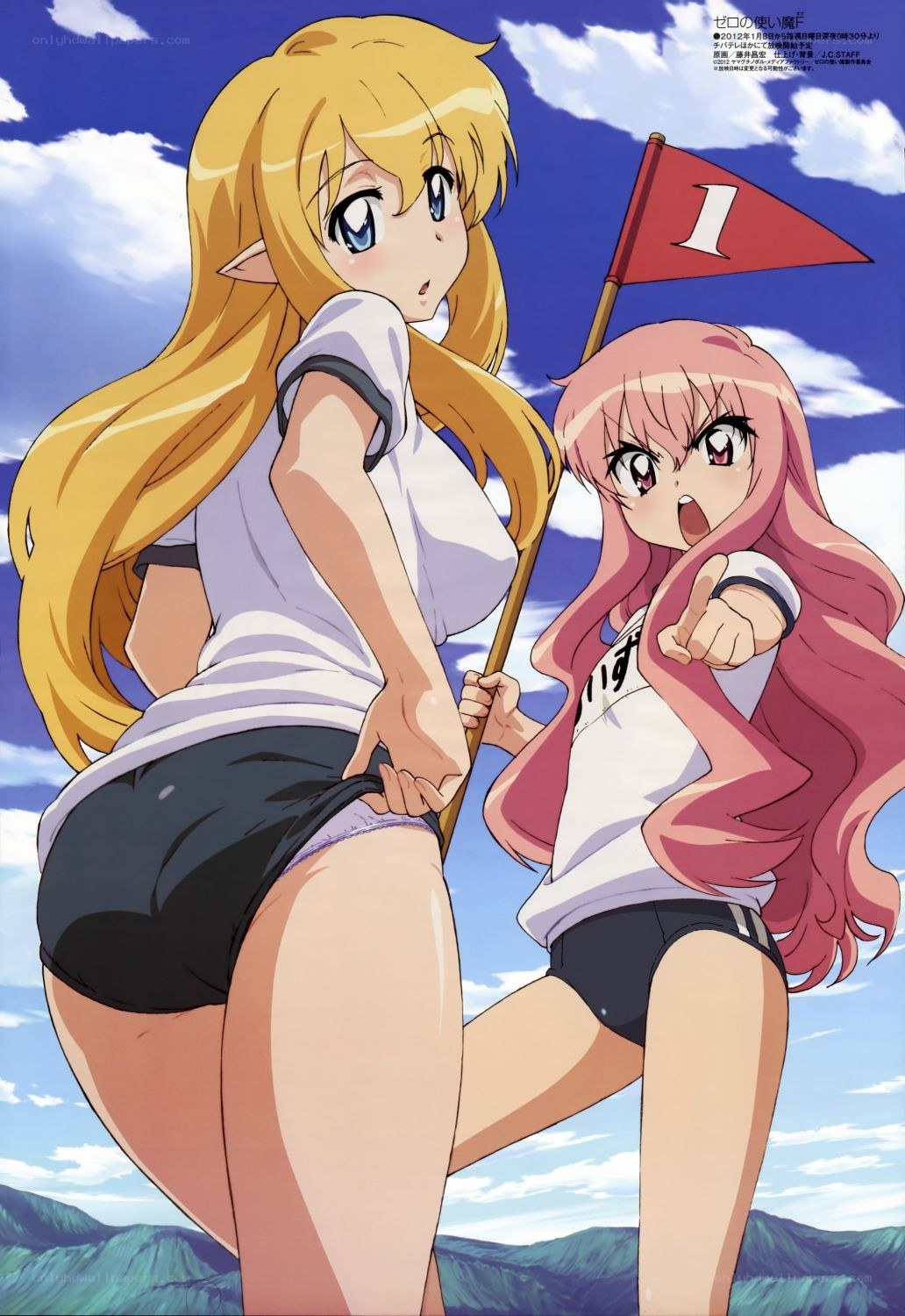 Anime girls with flag