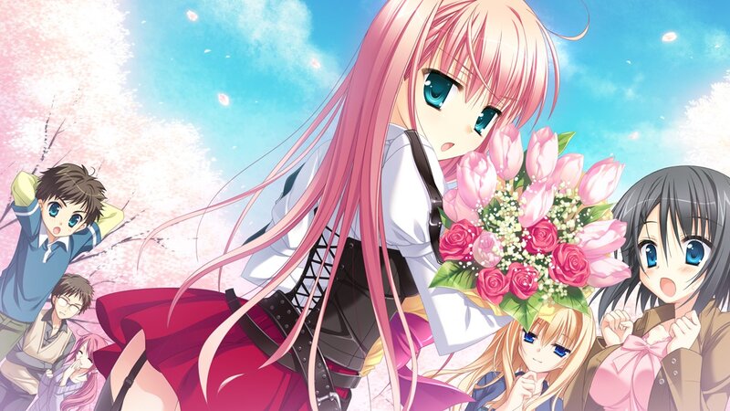 anime girls with flowers