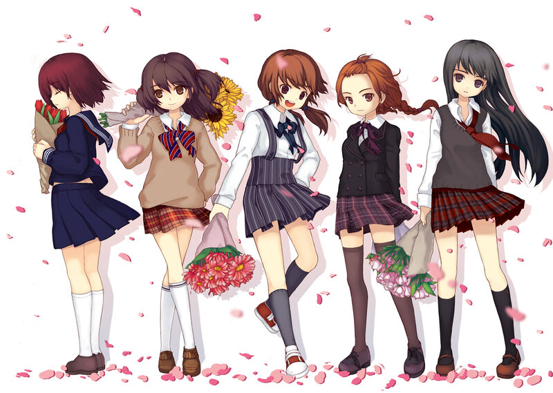 anime girls with flowers