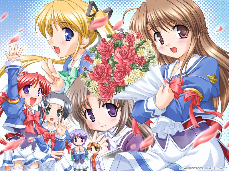 anime girls with flowers