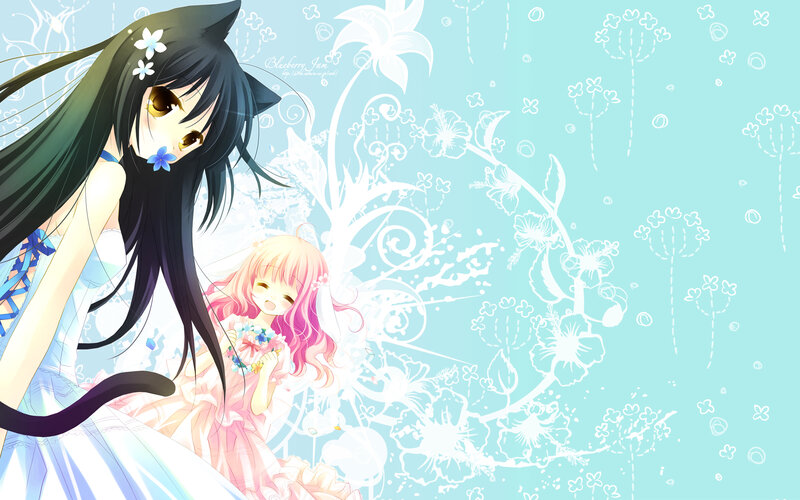 Anime girls with flowers