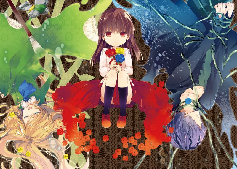 Anime girls with flowers and roses