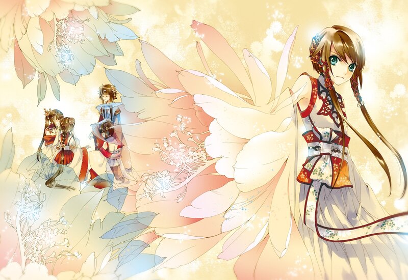 Anime Girls with Flowers — Yellow