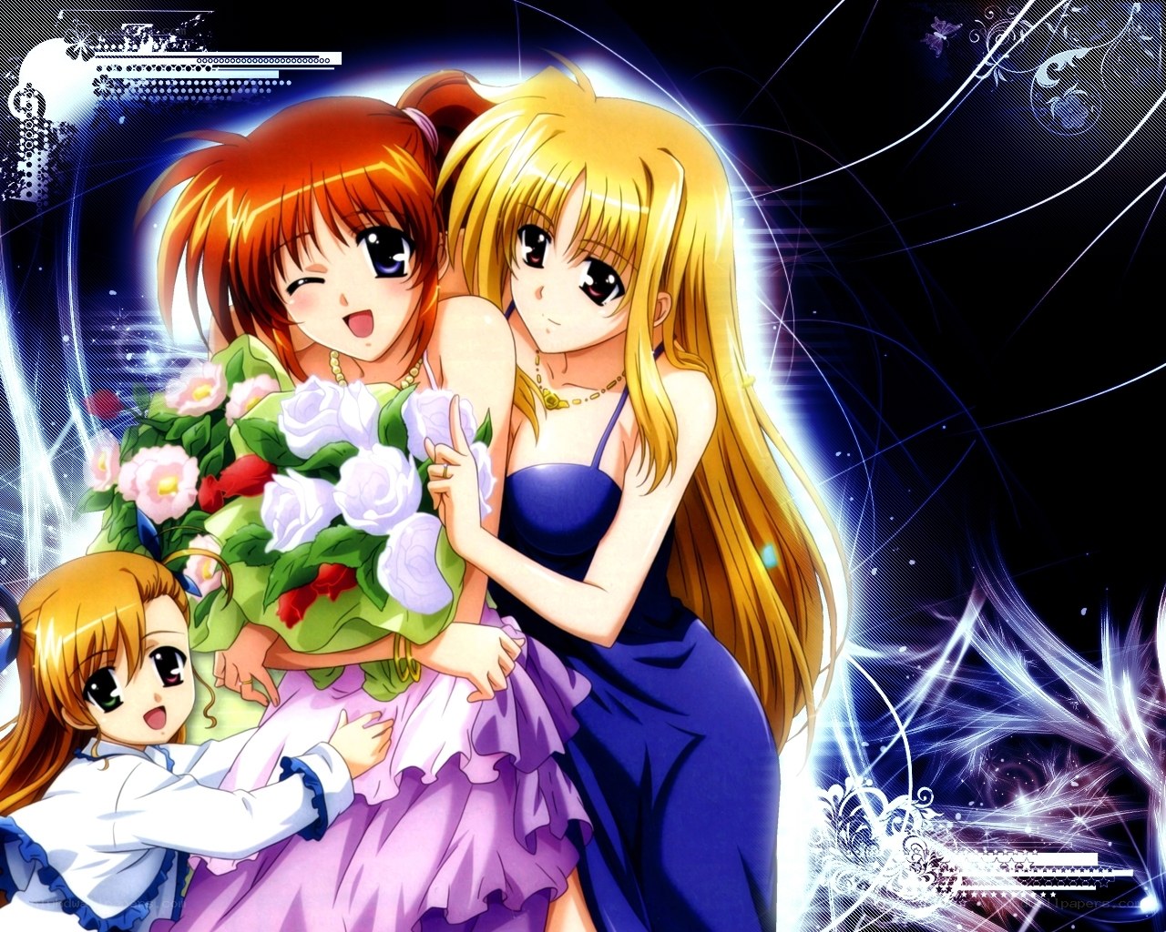 anime girls with flowers