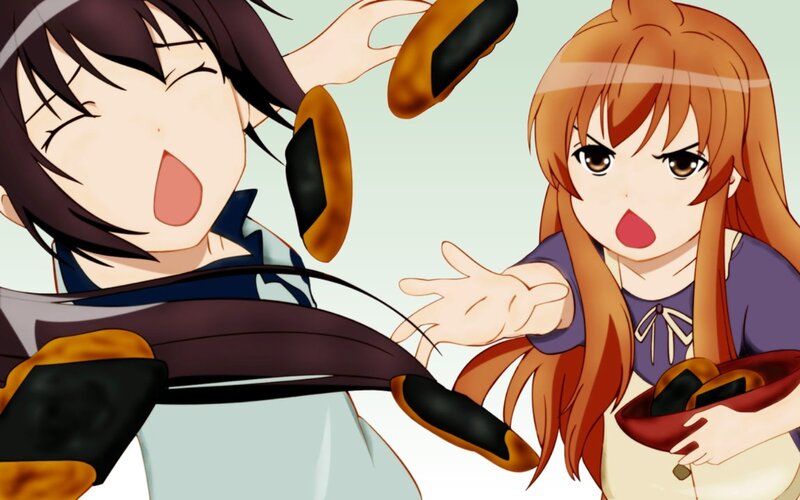 Anime girls with food
