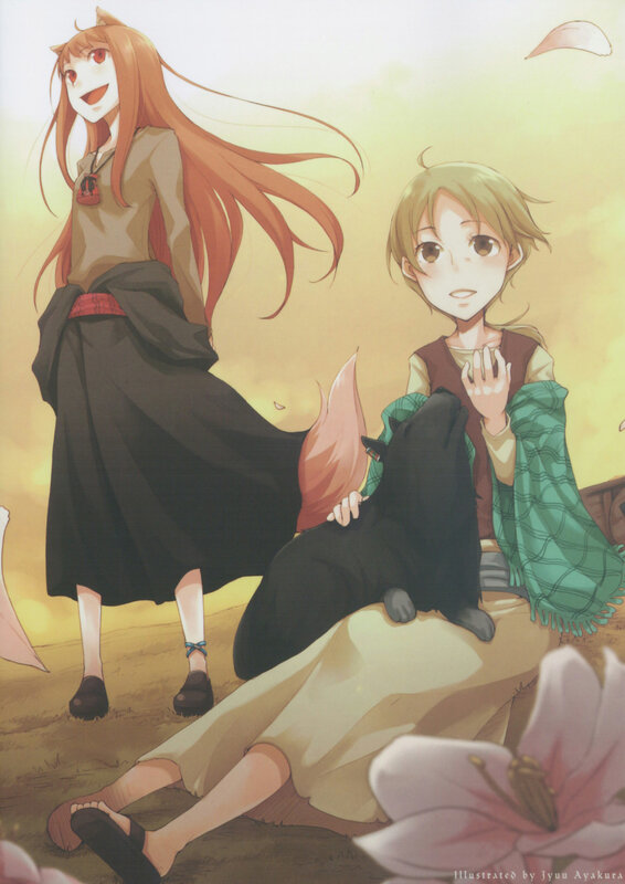 Anime girls with fox and wolf